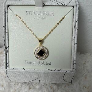 Gold‎ Plated Necklace with Black and Gold Pendant